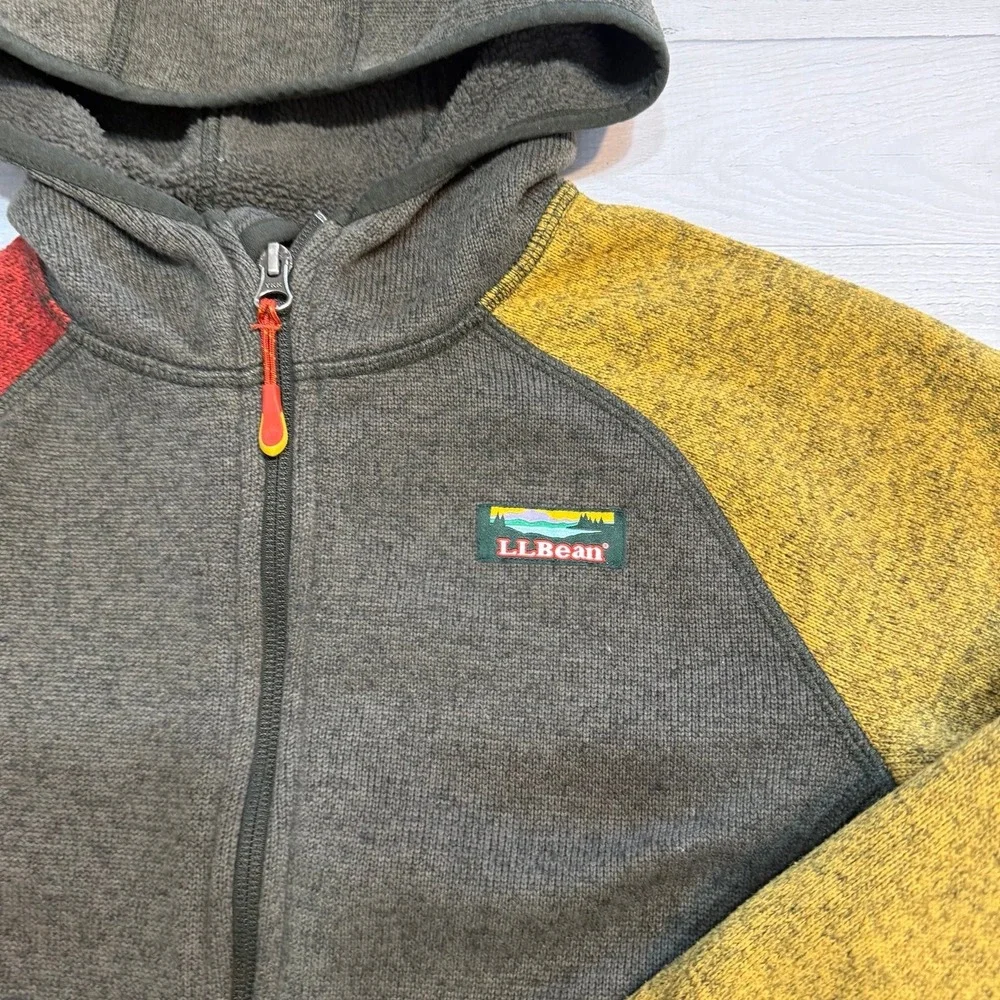 L.L.Bean Kids Elle Bean Sweater Fleece Hooded Color Block‎ Big Kids 10/12